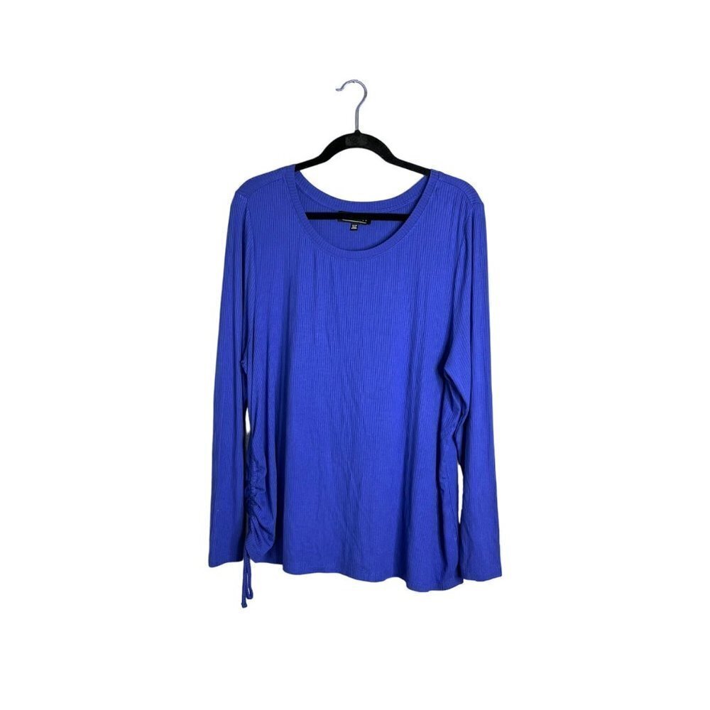 NWOT Eloquii Purple Scoop Neck Cinch Side Ribbed Long Sleeve Top Plus 22/24